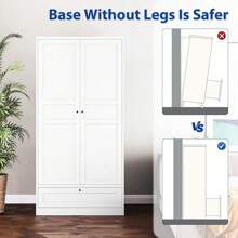 Metal Armoire Wardrobe Closet With 2 Doors 72'' Wardrobe Cabinet With Drawers And Hanging Rail Metal Closet With Adjustable Shelves For Bedroom. (White, With 1drawer)