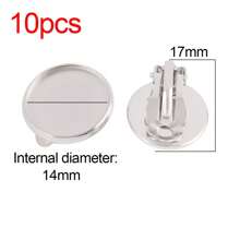 10pcs Stainless Steel Clip On Earrings Blank Base Cabochon Cameo Ear Clip With Trays Bezels Setting For Diy Jewelry Making Supplies - Ear Clip - View 13