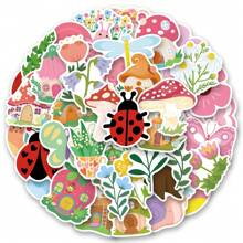 50Pcs Forest Fairy Stickers Vinyl Aesthetics Stickers Scrapbooking, Diary, Bumper, Skateboard, Water Bottle, Cartoon, Hard Hat, Car Stickers And Decals - Multicolor - View 1