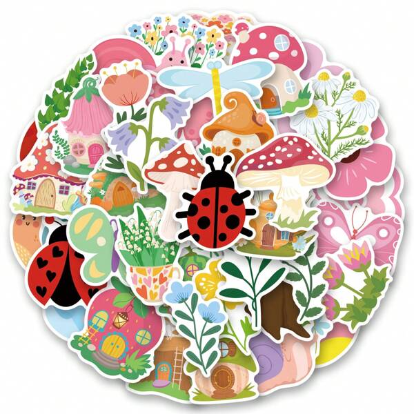50Pcs Forest Fairy Stickers Vinyl Aesthetics Stickers Scrapbooking, Diary, Bumper, Skateboard, Water Bottle, Cartoon, Hard Hat, Car Stickers And Decals