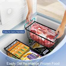 Stackable Freezer Basket With Handles, Refrigerator Storage Basket, Fits 198L Refrigerator Drawer - 6PCS - View 6
