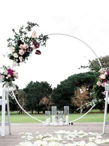 180cm/200cm Circular Balloon Arch Stand Kit, Reusable Backdrop Decorative Frame Kit For Wedding, Party, Birthday, Christmas, Bridal Shower, Balloon Wreath Decor - White - View 4