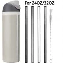 Pajitas de metal de repuesto para botellas de agua de 16 oz/24 oz 32 oz/40 oz, con 1 limpiador de pajitas, pajitas reutilizables de acero inoxidable compatibles con botellas de agua - 2/4/6 piezas - Pajitas de acero inoxidable Owala - Ver 9