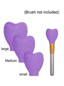 3pcs/Set Heart-Shaped Silicone Makeup Brush Protectors, Anti-Dust Storage & Protection Case, Brush Guards To Prevent Frizz,Makeup Brush Dust Protective Cover, Suitable For Travel, Vacation,Makeup Table, Dormitory,Ideal For Women, Daughters, Sisters, Teachers