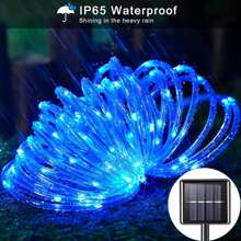 1 包水滴太阳能灯管，22.9 英尺 50led/39.3 英尺 100led/72.1 英尺 200led/104.9 英尺 300led 8 种照明模式，IP65 防水户外花园灯适用于婚礼、派对、节日装饰 - - 藍色 - 查看 3