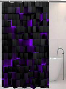 1pc, Deep Blue Geometric Pattern Printed, Plant Element Waterproof Shower Curtain Tapestry Wall Decor Curtain, With 12 Hooks Waterproof Polyester Fabric Shower Curtain, Bathroom Tub Divider, Modern Home Bathroom Decor, Waterproof Polyester Fabric, Machine Washable, Eyelet Top, Unlined Woven Shower Curtain, Suitable For Hotel Apartment Bathroom Decor, Home Decor Bathroom Accessory, Great As Gift, 35inX70in, 47inX70in, 59inX70in, 70inX70in