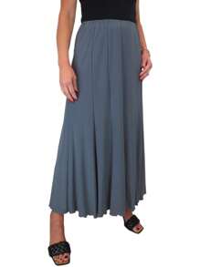 Paulo Due 38" Stretch Long Maxi Skirt - Grey - View 1