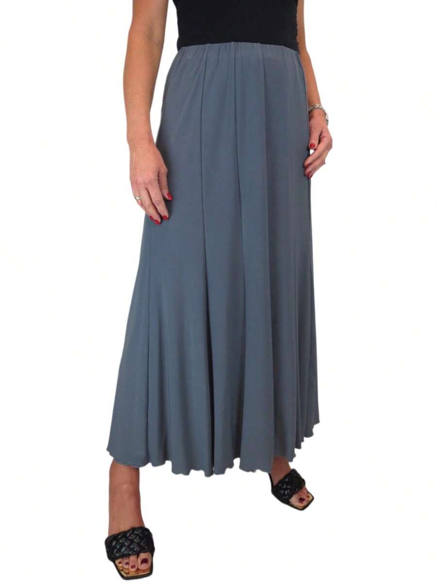 Paulo Due 38" Stretch Long Maxi Skirt - Grey - View 1