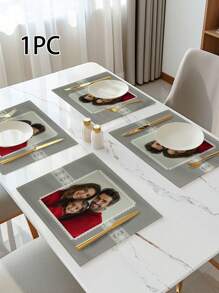 1pc Customized Photo Placemats, Personalized Name Printed Heat Resistant Kitchen Mats For Dining Table, Home Party Decoration