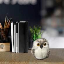 Faux Fur Owl Figurines Realistic Plush Owl Ornaments Small Animal Sculptures Home Garden Decorations