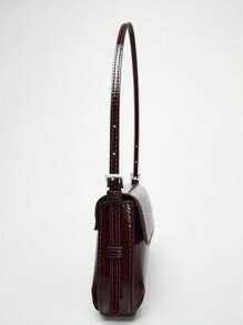 Tas Bahu Gaya Retro Klasik, Tas Baguette Minimalis Modis Warna Polos dengan Penutup, Tas Lengan Elegan dan Berkelas, Cocok untuk Kerja, Bepergian, Jalan-jalan Sehari-hari, Belanja, Kencan, dan Perjalanan. - Coffee Brown - View 5