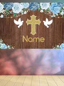 1pc Customizable Christening Themed Party Decoration Cross Banner,Communion Party Decoration Backdrop For Photography