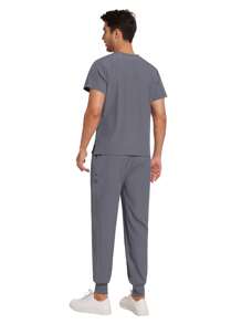 手术室手术服制服医院医生工作服牙科诊所护士手术服宠物美容兽医工作服 - 灰色 - 查看 7