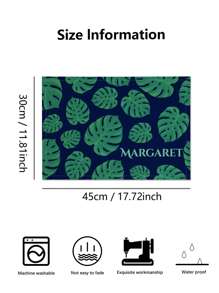 1pc Customized Personalized Name Printed Table Mat, Leaf Pattern,Wedding Couple Souvenirs,Day Gift, Best Friend Gift, Gift For Mom/Dad.Personalized Ideal Gifts,Pets For Anniversaries,For Valentine's Day,For Mother's Day,For Birthdays,For Children's Day,For Father's Day,For Weddings,For Graduation,For Housewarming,Tea Room, - Baby Blue - View 2