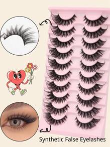 Limete Eyelash 10 Pairs Natural Full Strip Lashes, Thick & Fluffy Dramatic Eyelashes, Charming Eye Makeup Suitable For Daily, Party, Travel