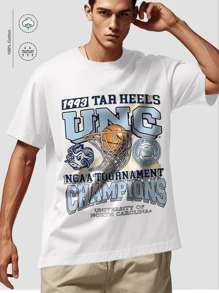 The Mascot Portrait Of The University Of North Carolina Basketball Team, "1993 TAR HEELS," Commemorates The NCAA Tournament, A College Basketball Commemorative Theme T-Shirt, A UNC Rams Mascot Pattern T-Shirt, And A Must-Have Outfit For Sports And Culture Enthusiasts 100% Pure Cotton T-Shirt With Youthful And Fashionable Design. Very Suitable For Casual Wear And Street Style Dressing. They Are Excellent Gifts For Friends And Family.