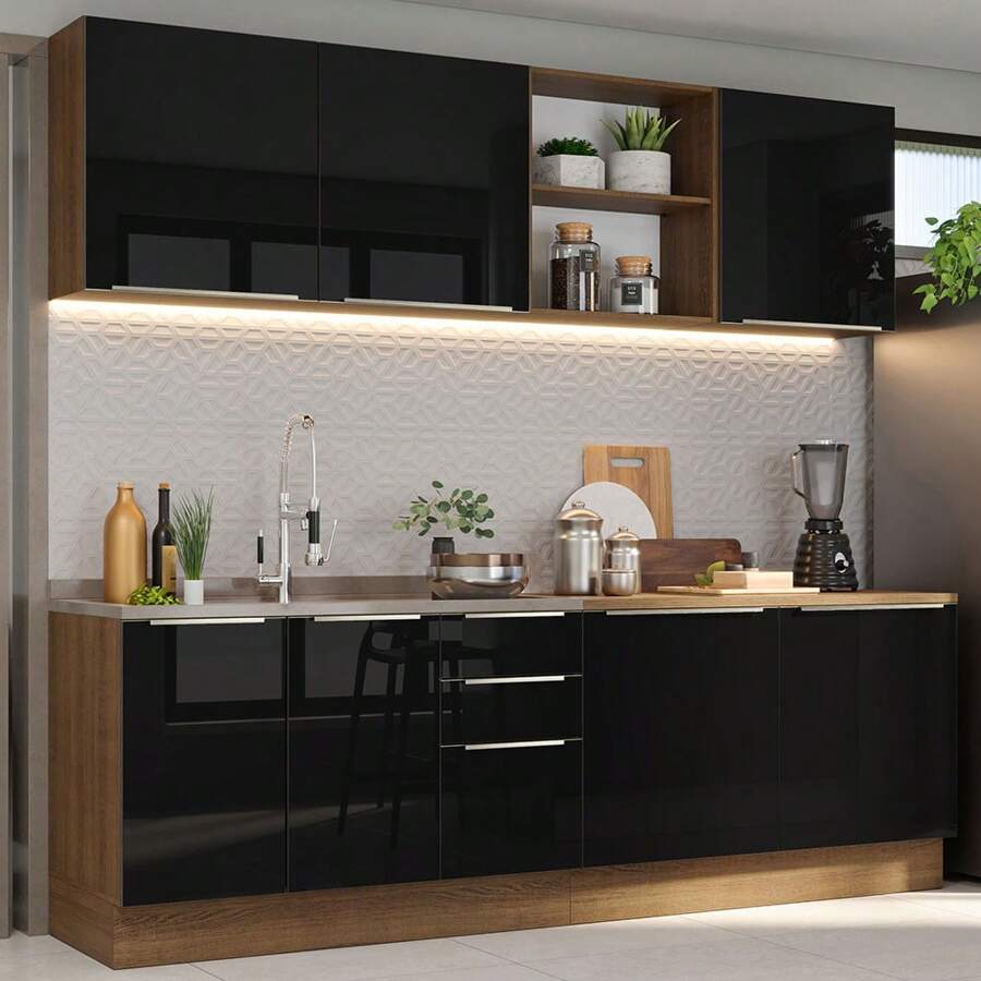 Madesa Gabinete Integral Completa 240cm Lux Marrón/Negro 05 - Marrón y negro - Ver 1