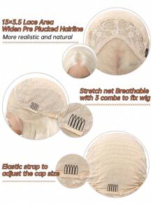 13*3.5高清透明蕾丝前假发蛋白丝高温纤维棕色波浪天然合成自然假发派对婚礼音乐节万圣节礼物 - 彩色 - 查看 9