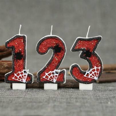 1 件蜘蛛与蜘蛛网主题黑红色创意数字 0-9 蜡烛用于生日派对蛋糕装饰大气感烘焙插件装饰适合男孩、儿童、成人仪式用品礼物毕业、婚礼