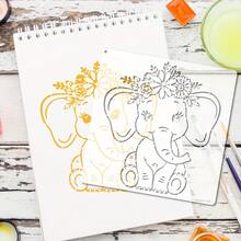 9pcs Floral & Animal Stencil Set, 7.9x7.9 Inch Reusable Floral Skull Stencils With Metal Rings, Patterns Include Elephant, Cow, Rabbit, Wolf, Butterfly, Etc., Suitable For Painting On Wood, Walls, Farmhouse Style Canvas, Scrapbooks And Other Home Decor - White - View 6