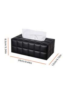 1 Czarne pudełko na chusteczki z siatki, prostokątne, PU, skórzane, pudełko na serwetki, pudełko na papier do jadalni, stolik do herbaty, pudełko na papier, wystrój łazienki, organizer łazienkowy, wystrój jesienny, powrót do szkoły