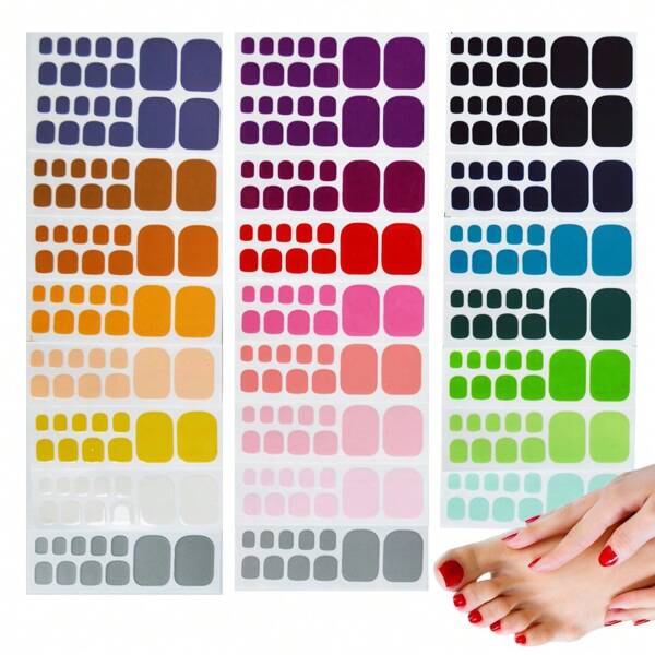 2PCS-Matte Toenail Stickers - Self-Adhesive Full Coverage Nail Wraps, Odorless Waterproof Nail Art Decals For Women, Easy DIY Salon Gel Effect