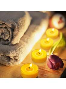 48/36/24/12/10 Stück Bienenwachskerzen, 4 Stunden Brenndauer, rauchfreier sauberer Abbrand Bienenwachskerzen für Aromatherapie, Luftreinigung, Spa-Entspannung, Heimdekoration, Hochzeit