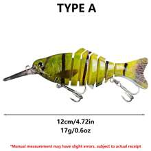 1pc Multi-Jointed Artificial Bait With Blood Slot Hook, Realistic Crankbait Fishing Lure For Bass/Trout, Fishing Gear And Accessories - Multicolor - View 14