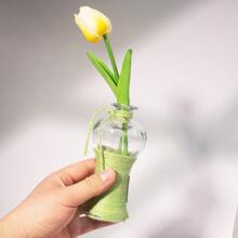 2 piezas Jarrón de vidrio hecho a mano y colorido de cuerda, jarrón de flores rústico mini, jarrón decorativo de escritorio, difusor de aromaterapia