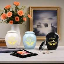 4pcs Mini Cremation Urns For Human Ashes - Angle Wings Small Keepsake Urns For Women Men - Ceramic Adult Ashes Holders Memorial Funeral Urn For Sharing Ashes