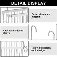 Hanging Shower Organizer, Bathroom Shower Organizer Basket, Shower Caddy Hanging, Over Door Shower Rack With Hooks, Deepened Design Shower Shelf, Space Aluminum - White - View 4