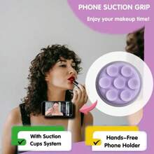 Magnetic Silicone Suction Cup Phone Holder, Extendable & Foldable, Hands-Free Shower Wall Phone Stand For Selfie And Video, Compatible With IPhone & Android Phones, Gift For Family And Friends, Push-Pull Phone Stand, Phone Accessory - Multicolor - View 4
