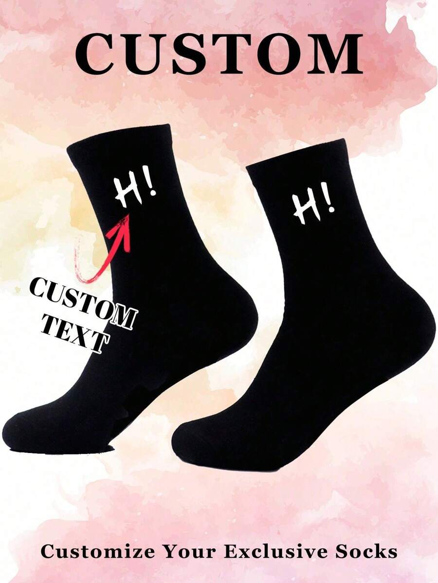 1Pair European And American Socks Casual Socks Personalized Letter Pictures Customization