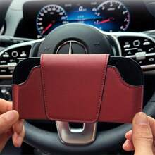 Caja de almacenamiento multifuncional para visera de coche PU con soporte para espejo, almacenamiento de tarjetas y diseño de clip para accesorios de la visera - Multicolor - Ver 5