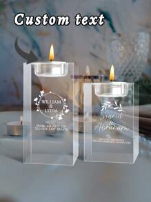 Custom Wedding Anniversary Gift Crystal Candle Holder,Personalized 3D Text Crystal Candle HolderCustom Engraved Crystal Candelabra With YourOwn Lmage Text Anniversary ChristmasBirthday Gifts For Dad Mom Him Her (White),Love Lives Here Crystal Tealight Candle Holder,Personalized Couple Gifts, Engagement Gift,Personalized Pillar Candle Holder