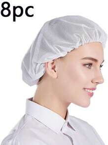 8 件装厨师帽，可调节烹饪厨房厨师帽，可重复使用可洗网状发网，透气男女通用食品服务工作帽，非一次性