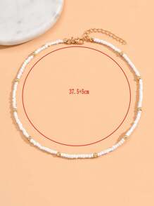 1pc Minimalist Personalized Beads & Metallic Beads Choker Necklace, Versatile Fashion Collarbone Chain - Multicolor - View 4