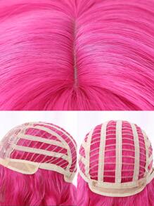 玫瑰粉色假发 14 英寸女士短粉色假发 短波浪热粉色假发带刘海 合成粉色卷发波波头假发 卷发及肩长角色扮演假发 适合女性 女孩彩色假发 非常适合日常佩戴