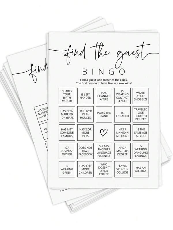 10 Stücke Gäste Bingo Spielkarten, Dusch-Bingo Spiel, Bridal-Shower Spiele, Hochzeits-Bingo