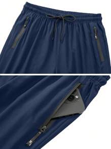 1pc Men's Sports Jogger Pants, Casual Outdoor Drawstring Waist Trousers, Suitable For Spring And Summer - Blue - View 8