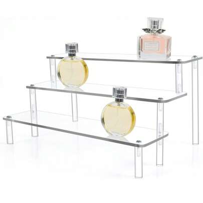 1/2/3/4 Tier Acrylic Display Stand Durable Display Rack For Cupcake Perfume Doll Transparent Trapezoidal Storage Shelf Suitable For Blind Boxes