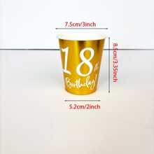 10pcs/20pcs/50pcs Gold 18th Birthday Paper Cups Happy 18 Years Old Birthday Dinnerware Disposable Drinking Cups For Adult 18th Birthday Party Supplies - Multicolor - View 2