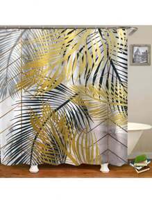 4 Peças Conjunto de Decoração de Banheiro Mármore Dourado Banana, Inclui Cortina de Chuveiro À Prova d'Água, Tapete Antiderrapante, Tampa de Assento Sanitário, Tapete de Banho e 12 Ganchos de Plástico, Ótimo para Decoração de Casa, Dormitório e Cabana, Volta às Aulas