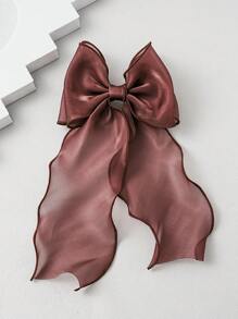 1pc Oversized Iridescent Chiffon Bowknot Ribbon Hair Clip Hairband For Girl