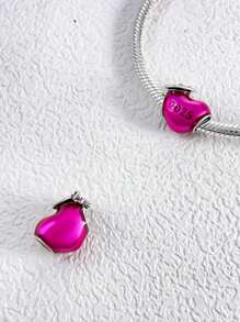 STYFNE 1pc Valentine's 2025 New Heart Pendant In Blue, Pink, Green, Black Color Series, Suitable For Women Bracelet DIY, Jewelry, Daily Small Gift
