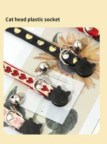 4pcs Heart Pattern Pet Collar, Soft Woven Band, Anti-Choke Safety Buckle, Metal Charm Decoration, One Size Adjustable, Suitable For Cats And Small Dogs