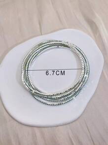 1pc Rhinestone Anklet, Ultra Thin Glittering Elastic Leg Chain, Elegant For Beach Parties & Events - S-green AB*1PC - View 4