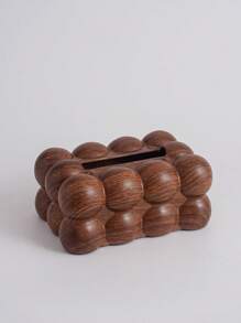 1个木纹清洁棉签/纸巾盒，创意多功能收纳盒，适用于客厅，带遥控器 - 彩色 - 查看 11