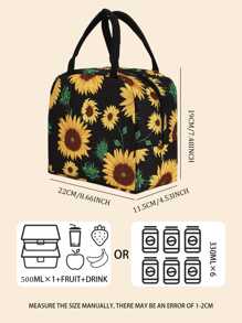 Sunflower Pattern Lunch Bag, Lightweight, Waterproof Insulated Bag, Boys And Girls School Insulated, Cooler Bags, Tote Bags, Lunch Boxes, Ice Bags, Picnic Food Tote Bags, Large Capacity Portable Nylon Lunch Organizer, School, Office, Picnic Lunch Tote Bags
