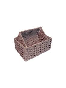 Cestino intrecciato per uso domestico, cestino di immagazzinaggio intrecciato con corda di carta, adatto per salotto, camera da letto, per contenere giochi di bambini, cestino di immagazzinaggio da tavolo